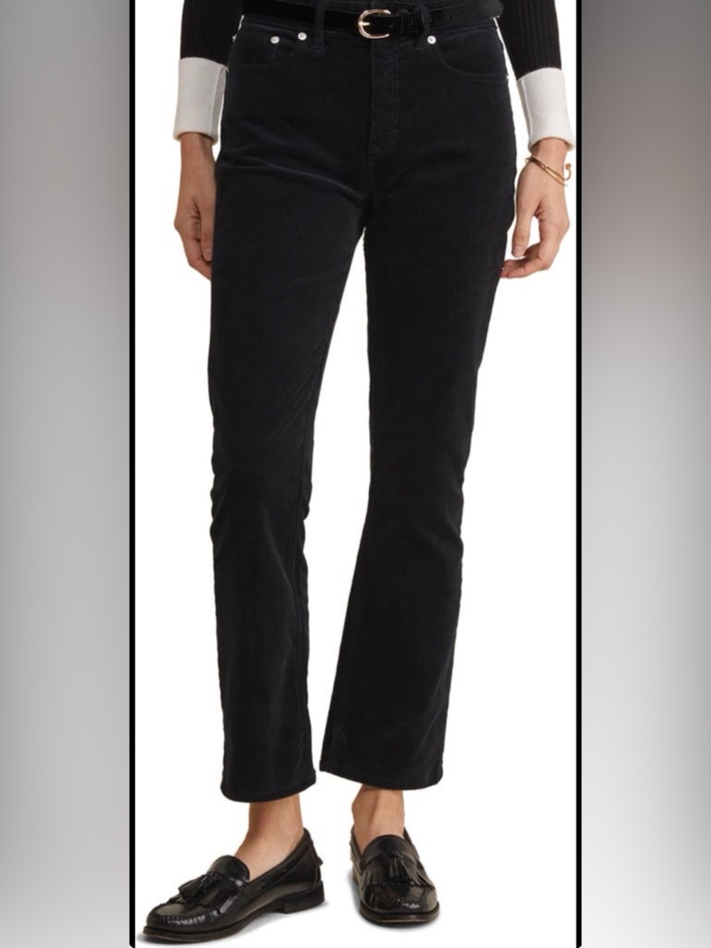 Vineyard Vines Black Kick Flare Cropped Corduroy Pants Womens Size 32 (14)